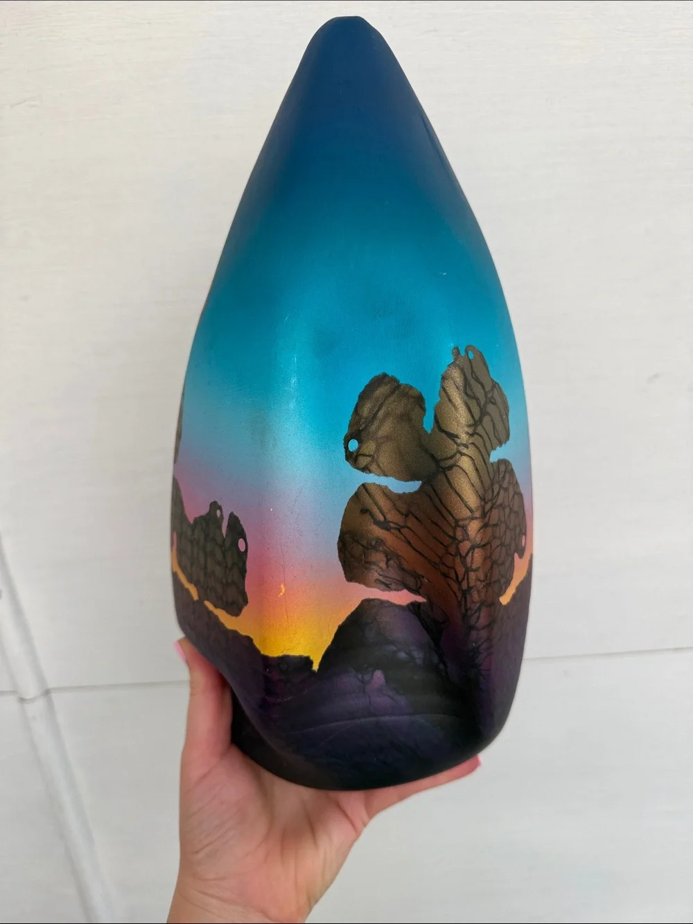 Signed Art Pottery Sculpture Pinched Vase